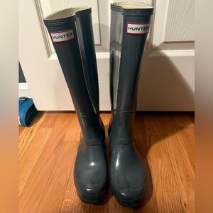 Hunter Charcoal Glossy Rain Boots